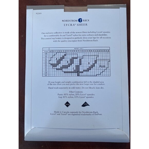 Nordstrom Rack New Old Stock Lycra Sheer Pantyhose-Control Top Size D Nude - Picture 2 of 3